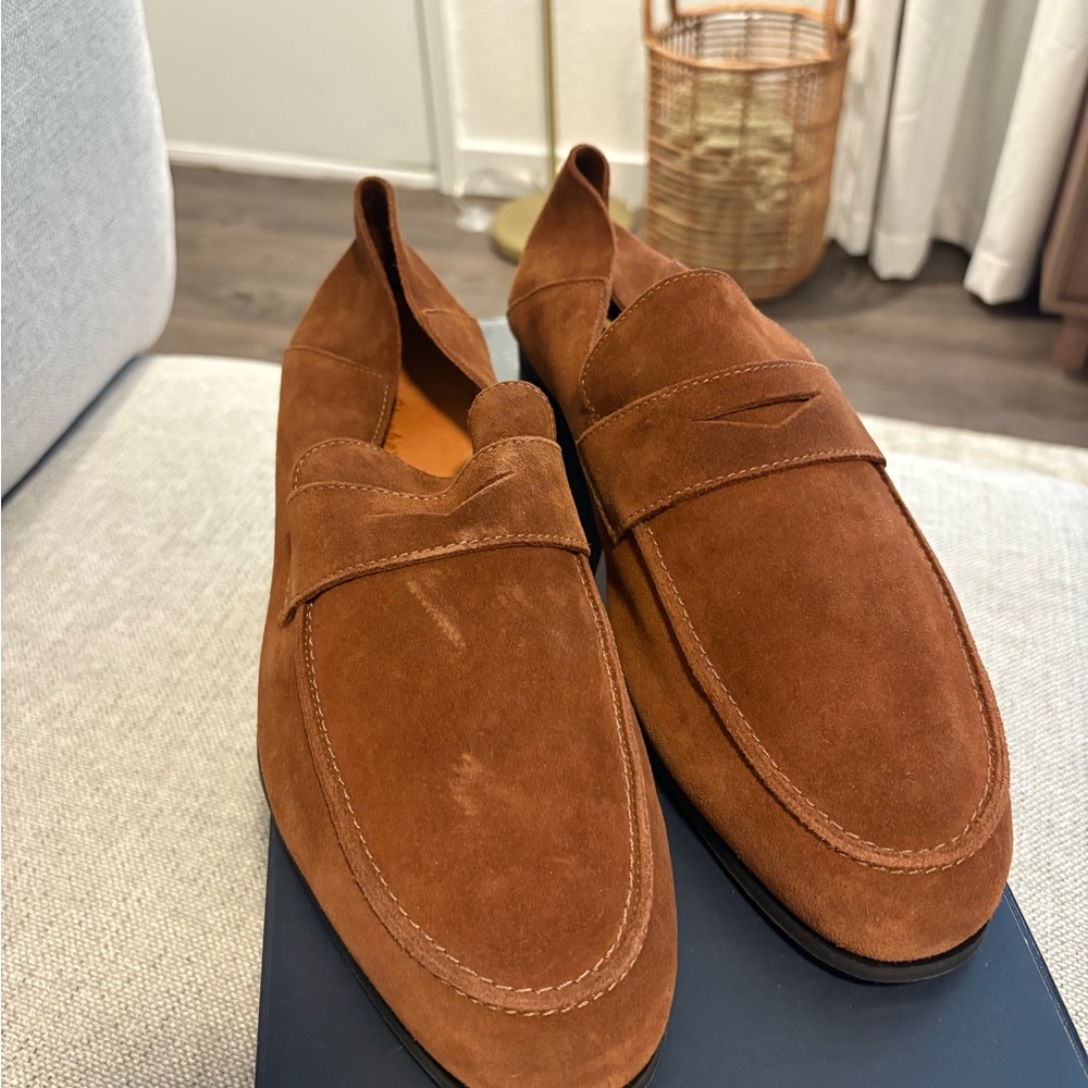 Wolf and Shepherd Size 10.5 Tan Suede Loafers for Men